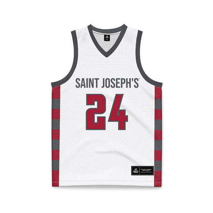 St. Joe's - NCAA Men's Basketball : Will Lange - White Basketball Jersey-0