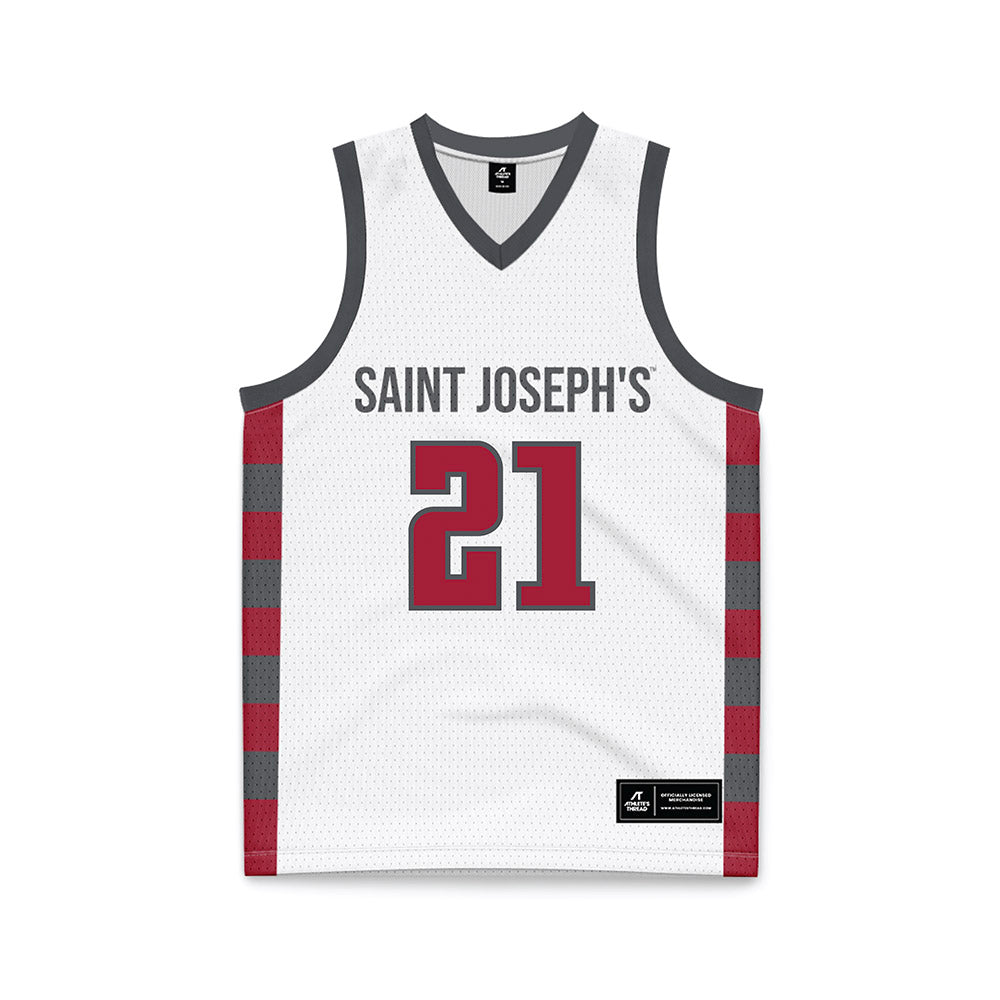 St. Joe's - NCAA Men's Basketball : Davis Kemper - White Basketball Jersey-0