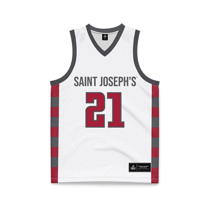 St. Joe's - NCAA Men's Basketball : Davis Kemper - White Basketball Jersey-0