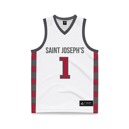 St. Joe's - NCAA Men's Basketball : Mekai Johnson - White Basketball Jersey-0