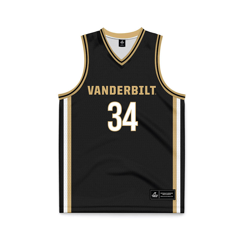 Vanderbilt - NCAA Men's Basketball : Jayden Leverett - Black Basketball Jersey-0