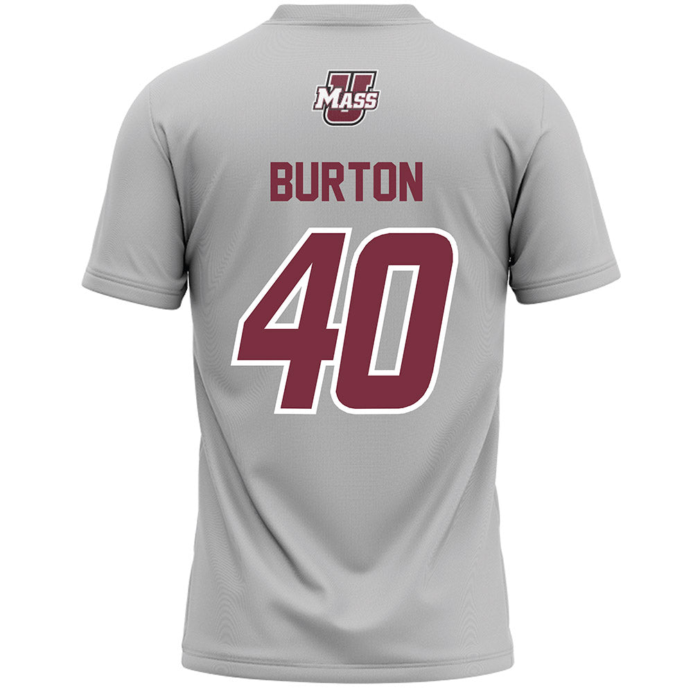 UMass - NCAA Men's Lacrosse : Tyler Burton - Grey Lacrosse Jersey -1