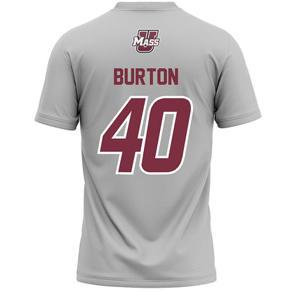 UMass - NCAA Men's Lacrosse : Tyler Burton - Grey Lacrosse Jersey -1