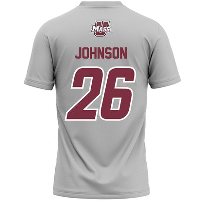 UMass - NCAA Men's Lacrosse : Dylan Johnson - Grey Lacrosse Jersey -1