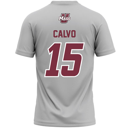 UMass - NCAA Men's Lacrosse : Michael Calvo - Grey Lacrosse Jersey -1