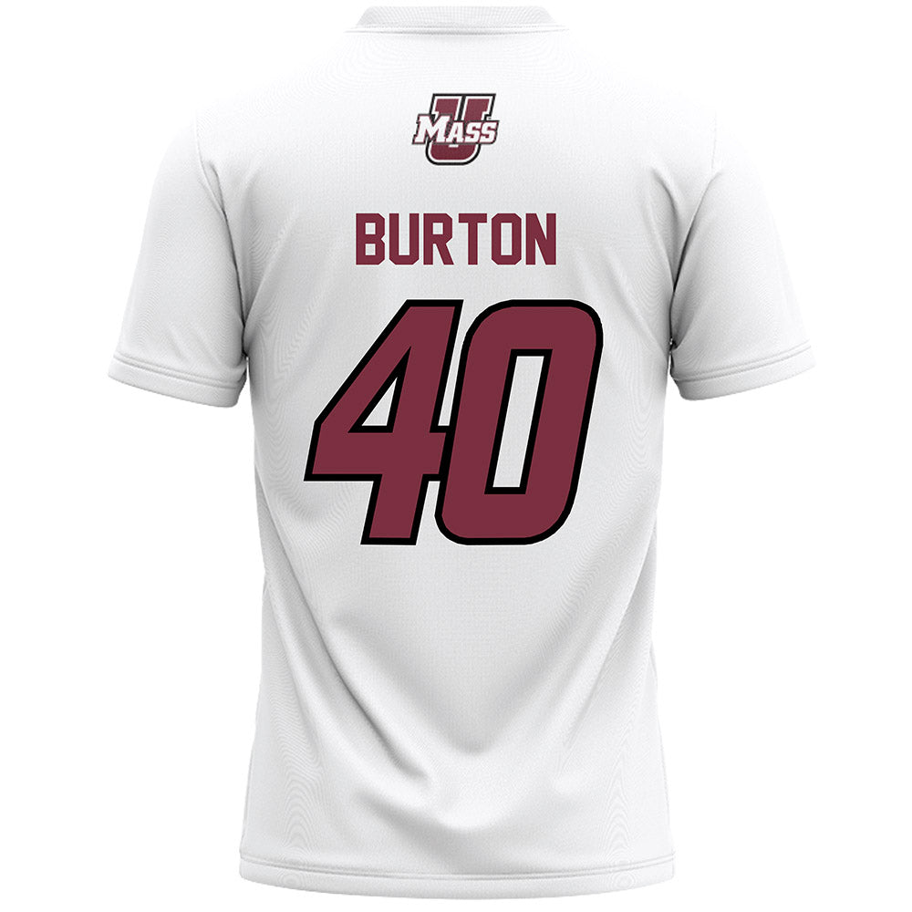 UMass - NCAA Men's Lacrosse : Tyler Burton - White Lacrosse Jersey -1