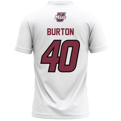 UMass - NCAA Men's Lacrosse : Tyler Burton - White Lacrosse Jersey -1