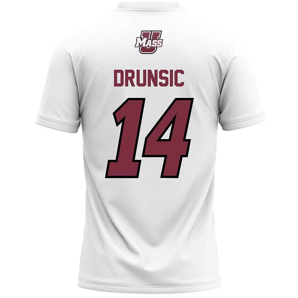 UMass - NCAA Men's Lacrosse : Aiden Drunsic - White Lacrosse Jersey -1