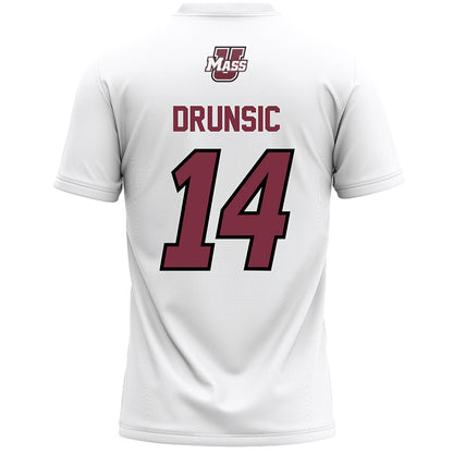 UMass - NCAA Men's Lacrosse : Aiden Drunsic - White Lacrosse Jersey -1