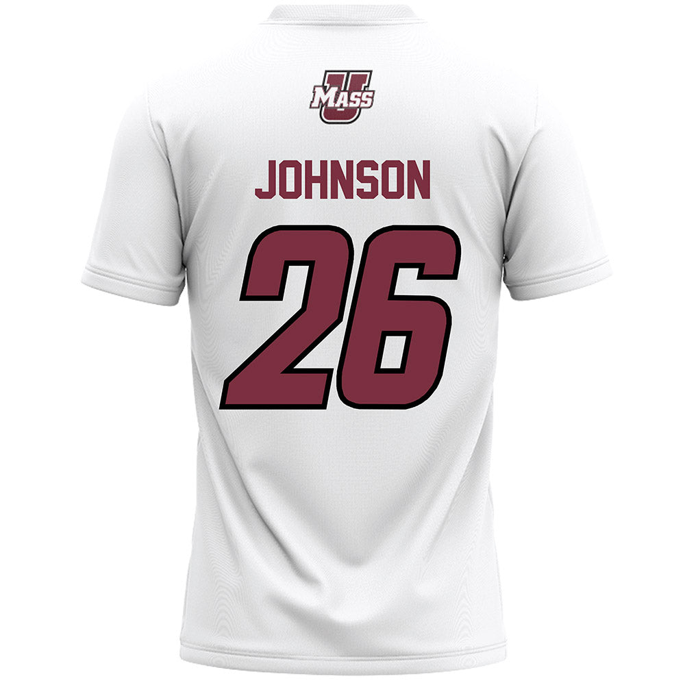 UMass - NCAA Men's Lacrosse : Dylan Johnson - White Lacrosse Jersey -1