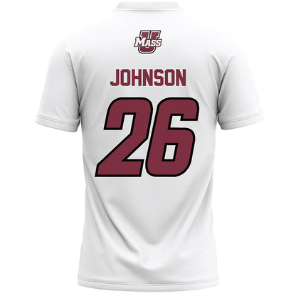 UMass - NCAA Men's Lacrosse : Dylan Johnson - White Lacrosse Jersey -1