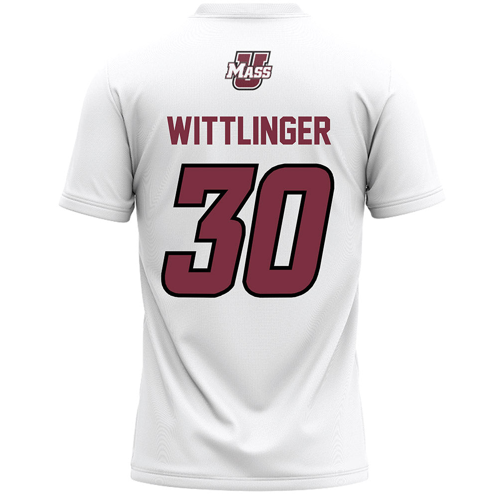 UMass - NCAA Men's Lacrosse : Cole Wittlinger - White Lacrosse Jersey -1