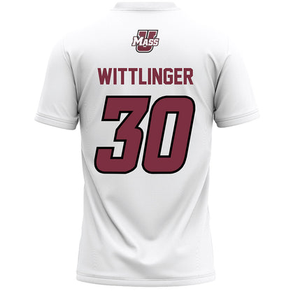 UMass - NCAA Men's Lacrosse : Cole Wittlinger - White Lacrosse Jersey -1