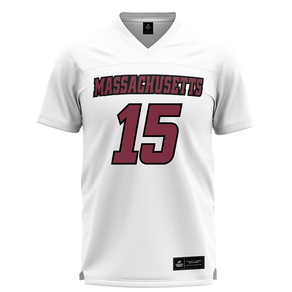 UMass - NCAA Men's Lacrosse : Michael Calvo - White Lacrosse Jersey -0