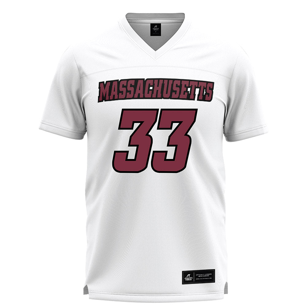 UMass - NCAA Men's Lacrosse : Zach Auble - White Lacrosse Jersey -0