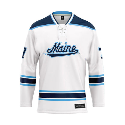 Maine - NCAA Men's Ice Hockey : Jeremy Langlois - White Hockey Jersey-0