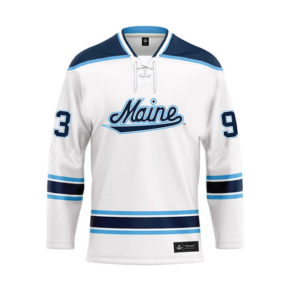 Maine - NCAA Men's Ice Hockey : Justin Poirier - White Hockey Jersey-0