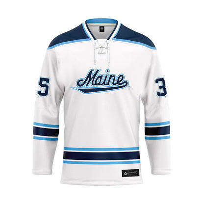Maine - NCAA Men's Ice Hockey : Gage Stewart - White Hockey Jersey-0