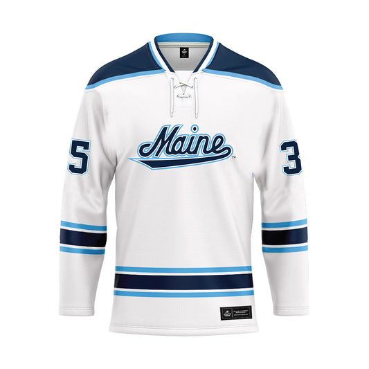 Maine - NCAA Men's Ice Hockey : Gage Stewart - White Hockey Jersey-0