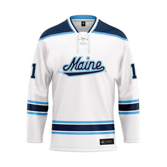 Maine - NCAA Men's Ice Hockey : Charlie Russell - White Hockey Jersey