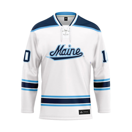 Maine - NCAA Men's Ice Hockey : Luke Coughlin - White Hockey Jersey-0