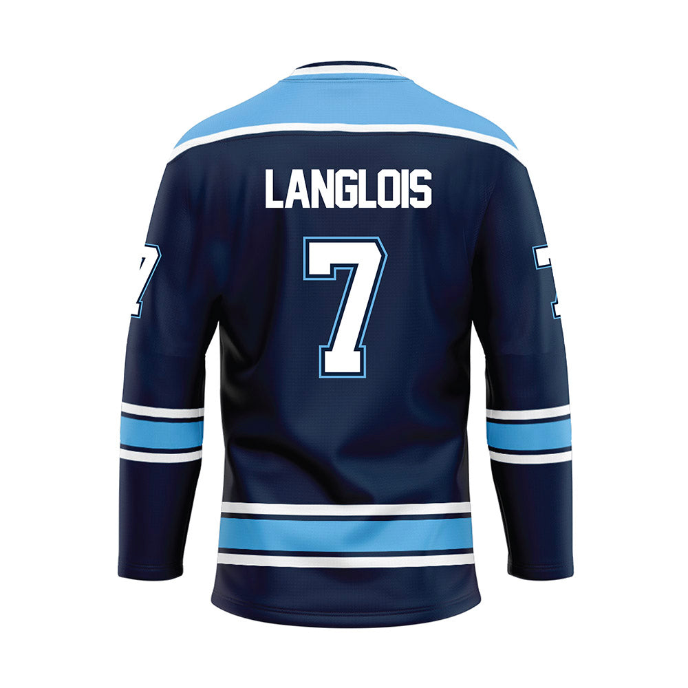 Maine - NCAA Men's Ice Hockey : Jeremy Langlois - Dark Blue Hockey Jersey-1