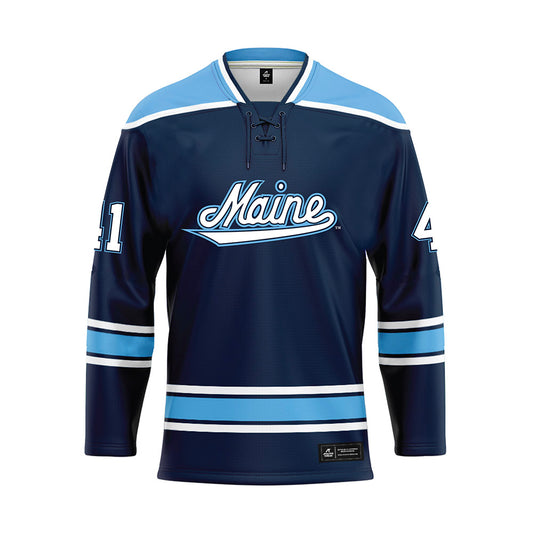Maine - NCAA Men's Ice Hockey : JADEN LIPINSKI - Dark Blue Hockey Jersey-0
