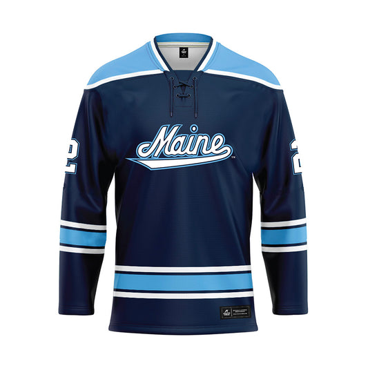 Maine - NCAA Men's Ice Hockey : Lukas Peterson - Dark Blue Hockey Jersey-0