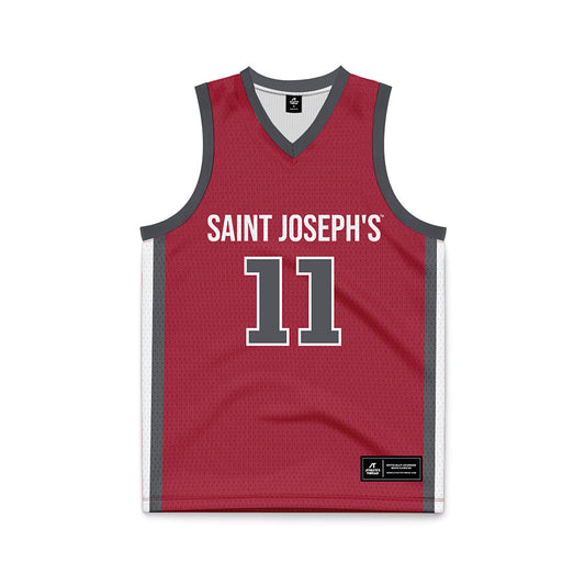 St. Joe's - NCAA Men's Basketball : Jaiden Glover-Toscano - Crimson Basketball Jersey-0