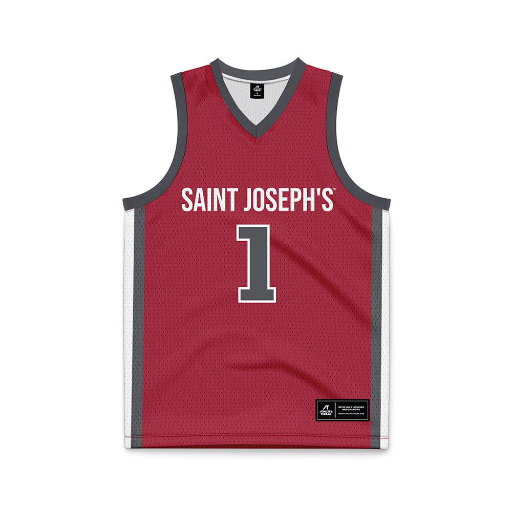 St. Joe's - NCAA Men's Basketball : Mekai Johnson - Crimson Basketball Jersey-0