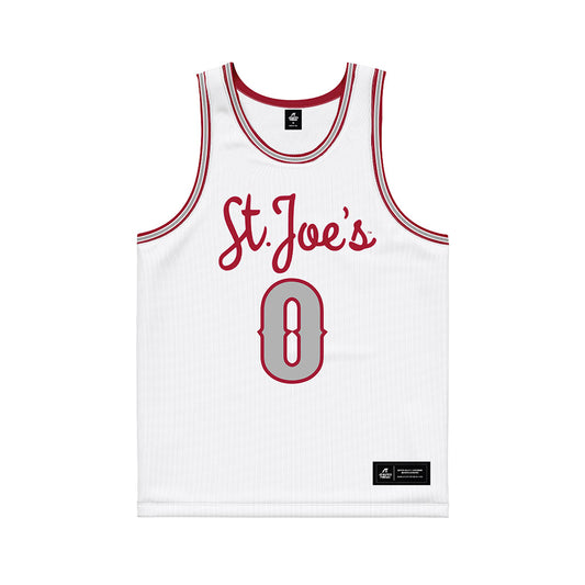 St. Joe's - NCAA Men's Basketball : Logan Carey - White Basketball Jersey-0