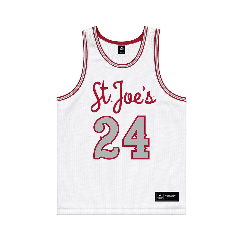 St. Joe's - NCAA Men's Basketball : Will Lange - White Basketball Jersey-0