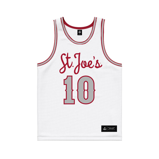 St. Joe's - NCAA Men's Basketball : Keoni Sacco - White Basketball Jersey-0