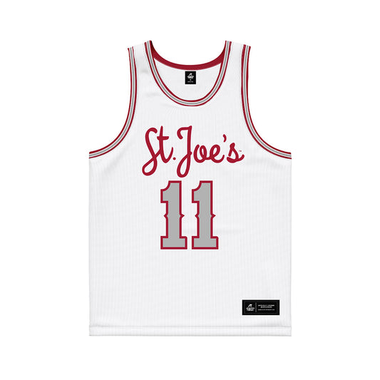 St. Joe's - NCAA Men's Basketball : Jaiden Glover-Toscano - White Basketball Jersey-0