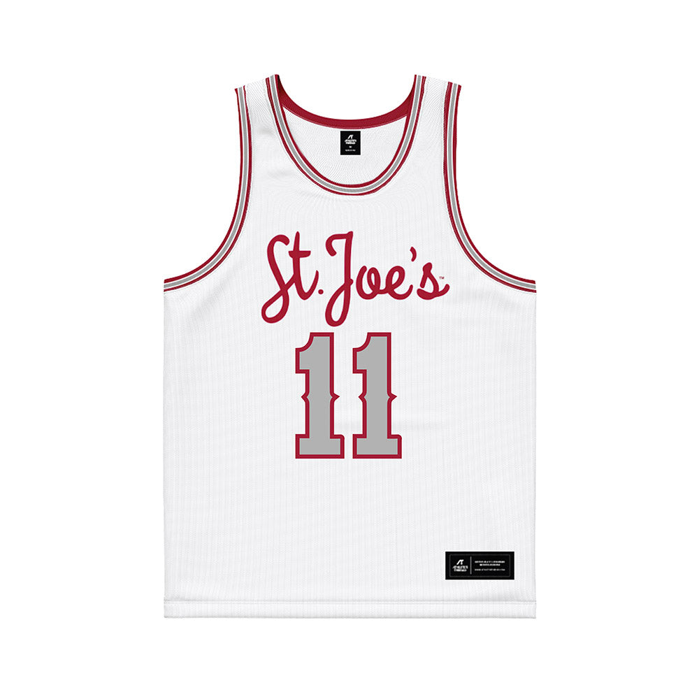 St. Joe's - NCAA Men's Basketball : Jaiden Glover-Toscano - White Basketball Jersey-0