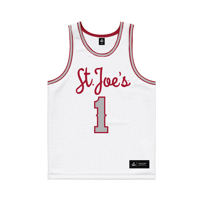 St. Joe's - NCAA Men's Basketball : Mekai Johnson - White Basketball Jersey-0