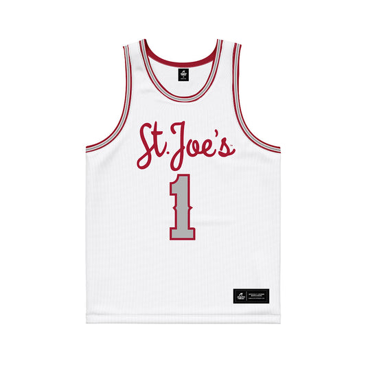 St. Joe's - NCAA Men's Basketball : Mekai Johnson - White Basketball Jersey-0