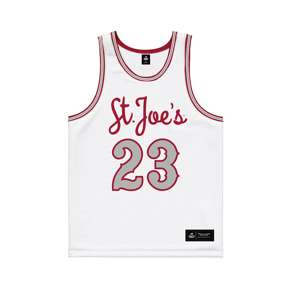 St. Joe's - NCAA Men's Basketball : Gavin Marrs - White Basketball Jersey-0