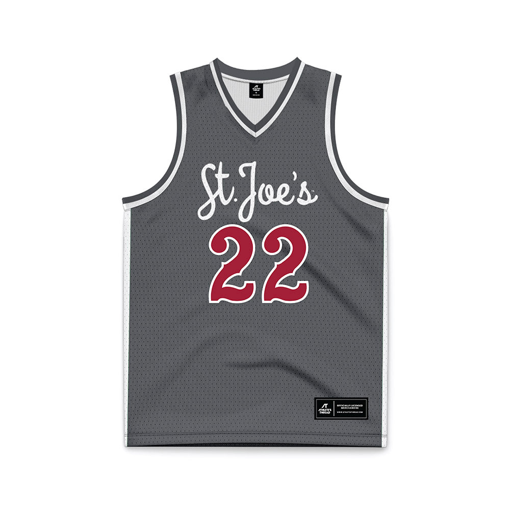 St. Joe's - NCAA Men's Basketball : Donovan Flamer - Grey Basketball Jersey-0