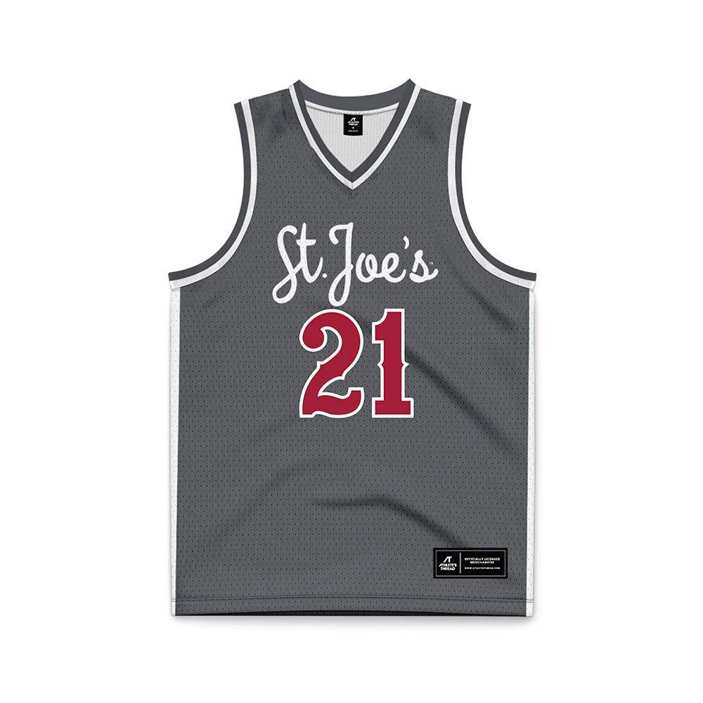 St. Joe's - NCAA Men's Basketball : Davis Kemper - Grey Basketball Jersey-0