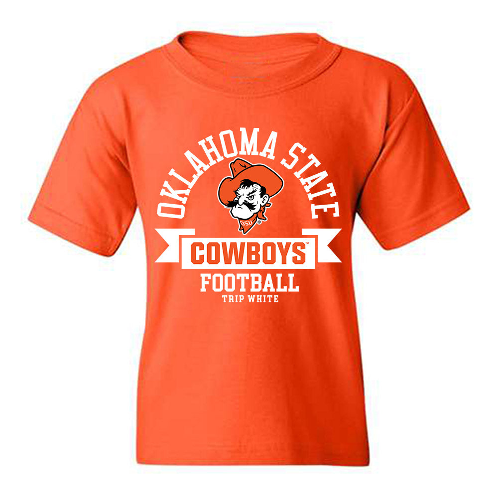 Oklahoma State - NCAA Football : Trip White - Classic Fashion Shersey Youth T-Shirt-0