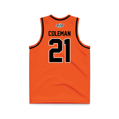 Oklahoma State - NCAA Men's Basketball : Isaiah Coleman - Orange Basketball Jersey-1