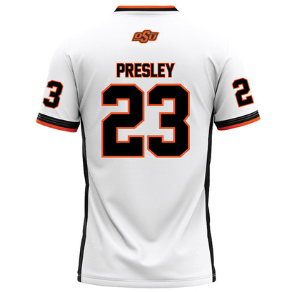 Oklahoma State - NCAA Football : Braeden Presley - White Football Jersey-1