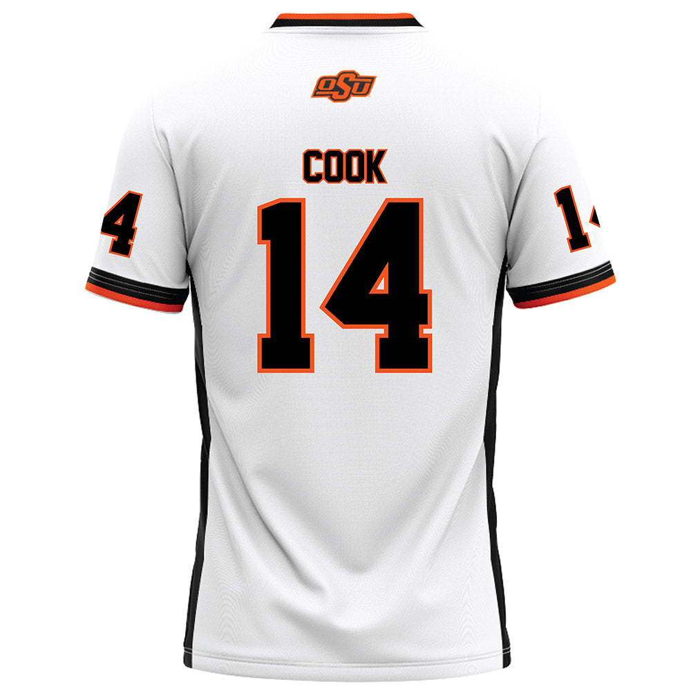Oklahoma State - NCAA Football : Jeremy Cook - White Football Jersey-1