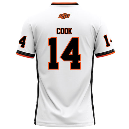 Oklahoma State - NCAA Football : Jeremy Cook - White Football Jersey-1