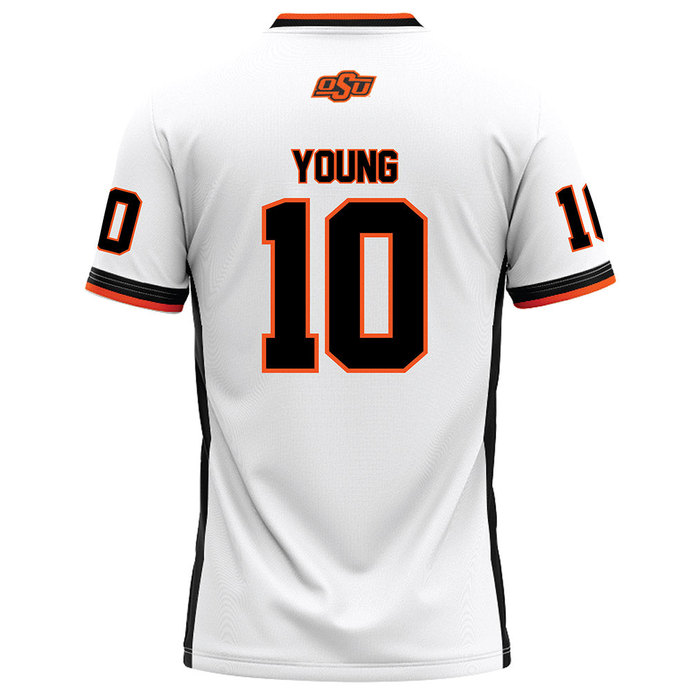 Oklahoma State - NCAA Football : Wyatt Young - White Football Jersey-1