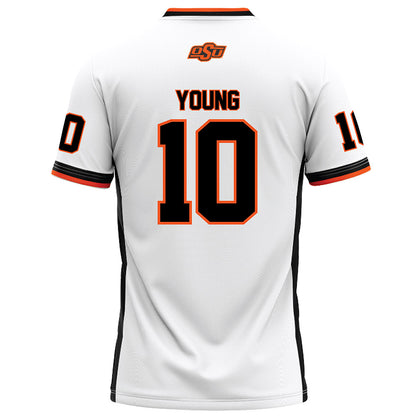 Oklahoma State - NCAA Football : Wyatt Young - White Football Jersey-1