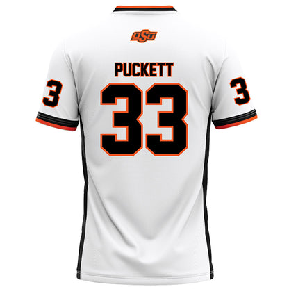 Oklahoma State - NCAA Football : Jack Puckett - White Football Jersey-1