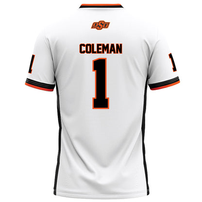 Oklahoma State - NCAA Football : Miles Coleman - White Football Jersey-1