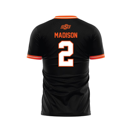 Oklahoma State - NCAA Women's Soccer : Victoria Madison - Black Soccer Jersey-1